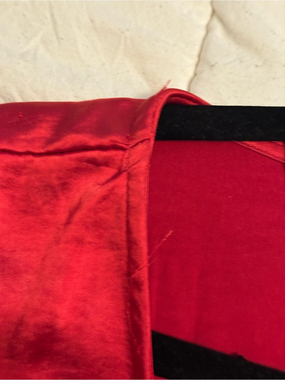 Red Satin Wrap Mini Dress - Picture 5 of 6